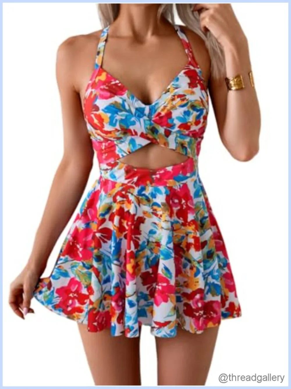 Women's Swim Dress Tummy Control One Piece Swimsuit with Skirt, Built-in